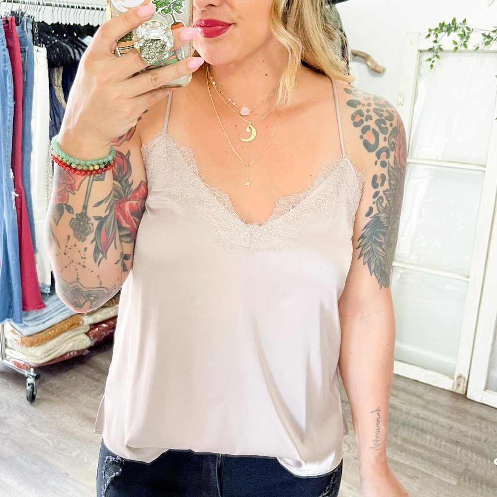 Satin Camisole With Lace Trim